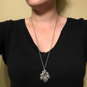Rose and leaf necklace
