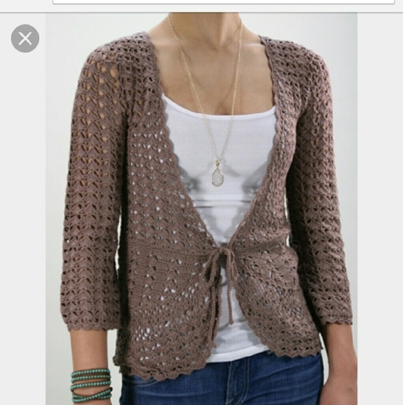 Gray Crochet Cardigan