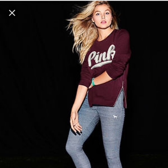 VS PINK side zip crew, NWOT