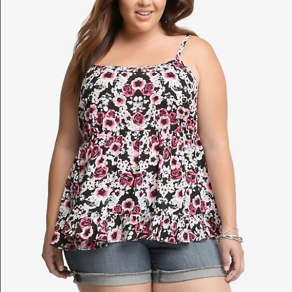 Torrid Floral Challis Babydoll Top