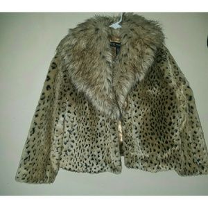 Faux Leopard fur coat
