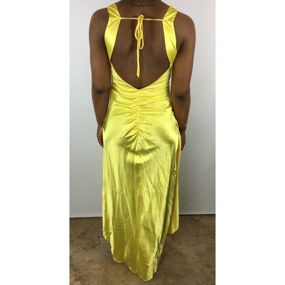 Backless Satin Yellow Dress