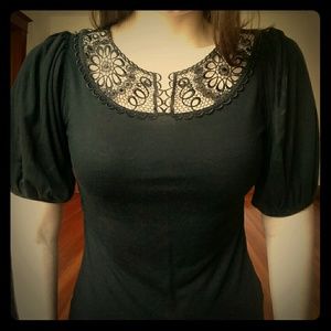 Black Banana Republic Blouse with Lace Pattern