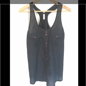 Black sheer red button down tank