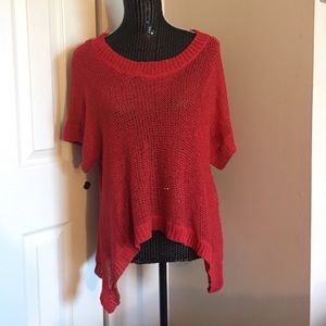 Red Mesh short sleeve Top