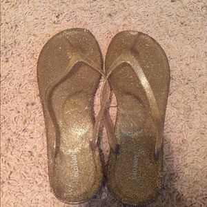 Old navy gold jelly flip flops