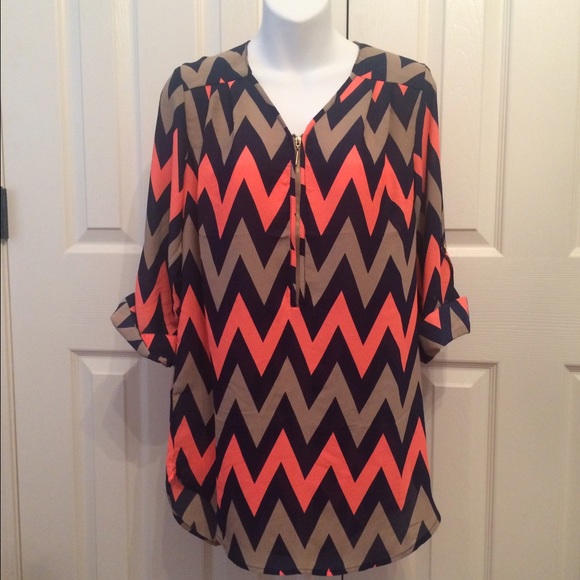 Chevron tunic top, semi-sheer, NWT - Picture 1 of 4