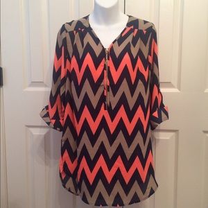Chevron tunic top, semi-sheer, NWT