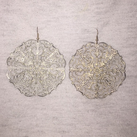 Gold and White Statement Earrings