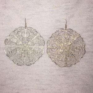 Gold and White Statement Earrings