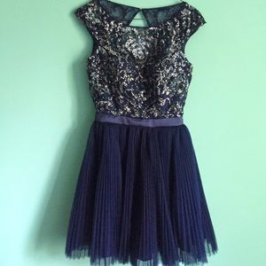 Navy, backless Sherri Hill Prom Dress