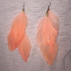 Salmon Feather Earrings