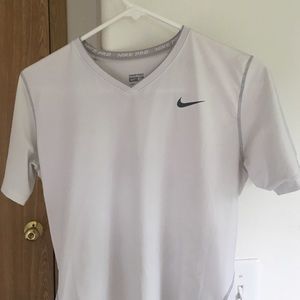 White nike pro V neck