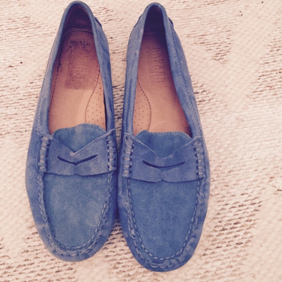 Blue suede Ralph Lauren loafers
