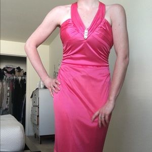Hot pink long formal gown, mermaid style