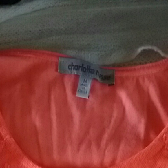 Charlotte Russe Vibrant neon coral crop top. - Picture 3 of 4