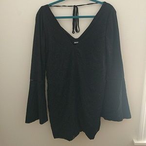 Missguided little black bellsleeved dress