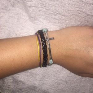 Adjustable Cross and Braided Leather Bracelet