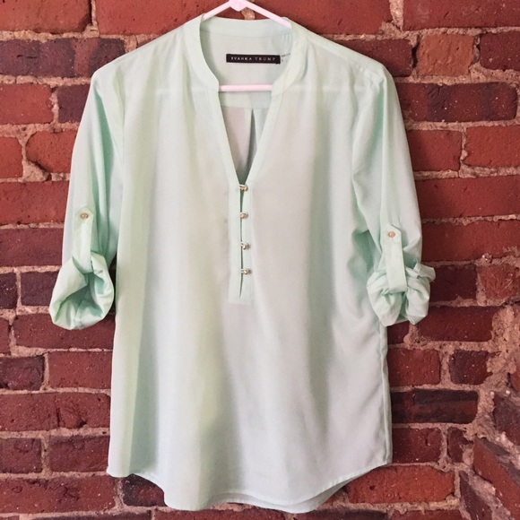 Pale Aqua Top with Gold Accents