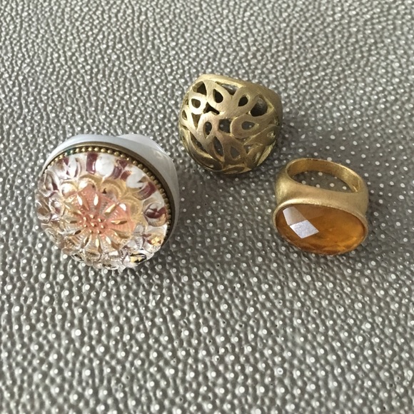 Jewelry - Lot of 3 gold tone cocktail rings