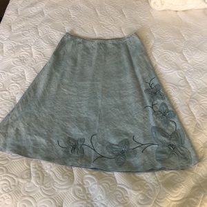 J.Jill A line chambray colored blue linen skirt.