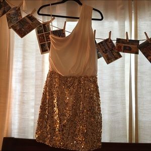 White & Gold One Shoulder Dress from Nordstrom