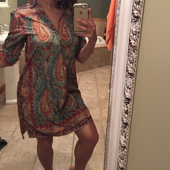 Silk colorful patterned dress