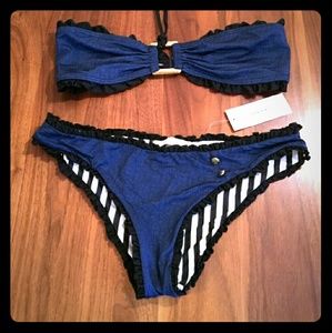 Bebe 2 piece blue bikini