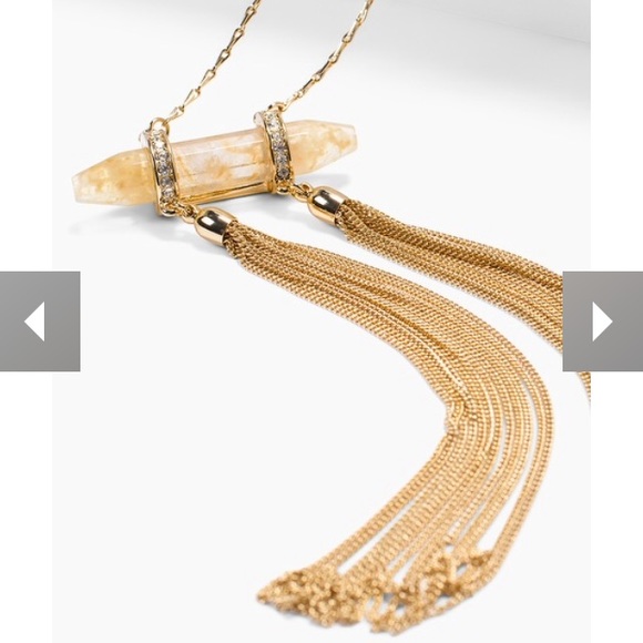 WHBM Yellow stone shard tassel pendant necklace - Picture 4 of 12