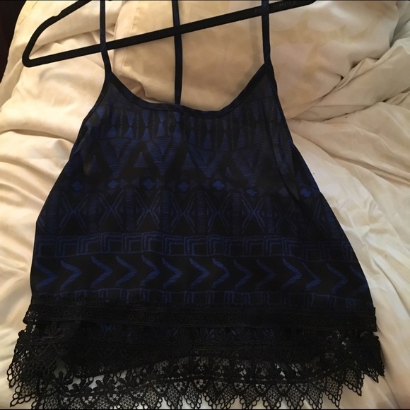 Black & Navy Aztec Patterned Top