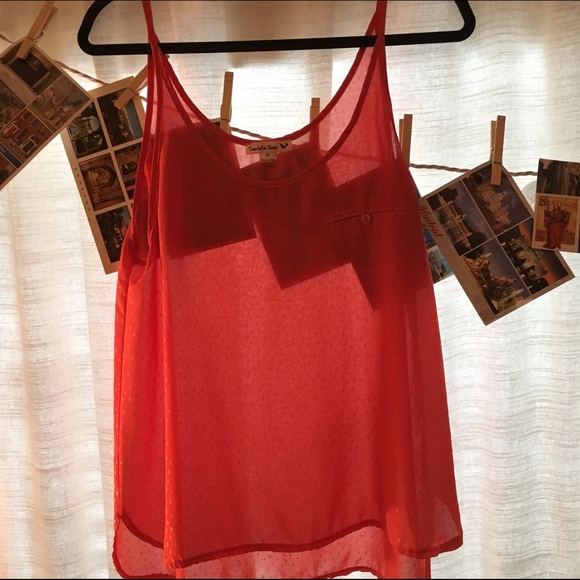Orange & Gold Metallic Flowy Tank from ANGL