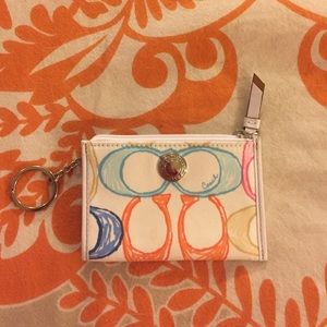 Authentic coach logo zip case with keyring
