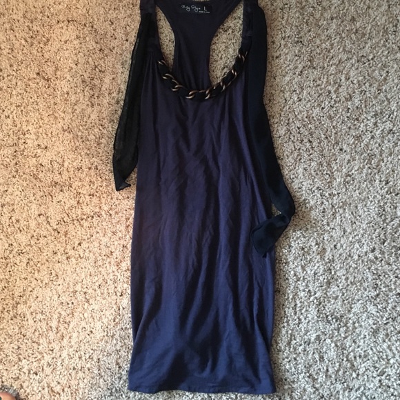 This is a blue with gold chain shirt.