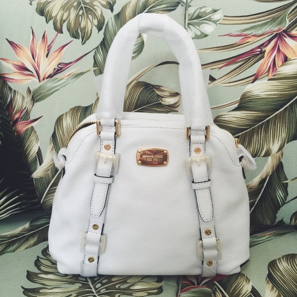 Michael kors white medium "bowling satchel"