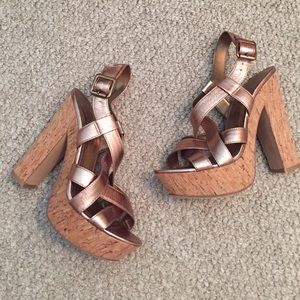 Vince Camuto bronze platform heeled sandals