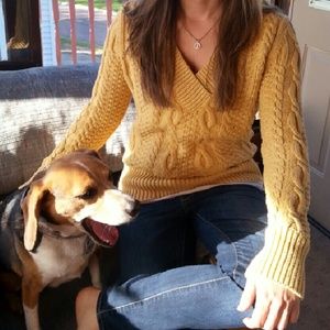 V- neck cable knit sweater