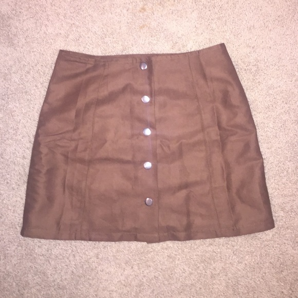 Faux brown suede skirt