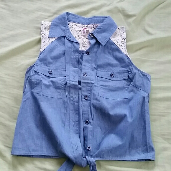 Denim lace vest