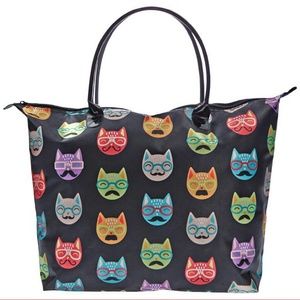 NWT Holiday Hair Care Black Satin Cat tote