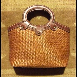 Fossil Straw & Leather Handbag