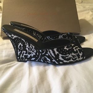 Olivia Rose Tal black and white wedge heels