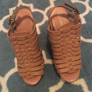 Tan woven wedges, perfect for a summer night out!