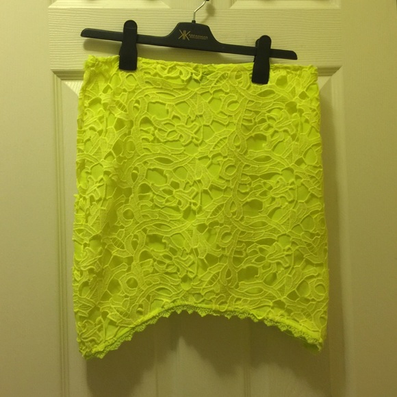 Neon yellow lace skirt