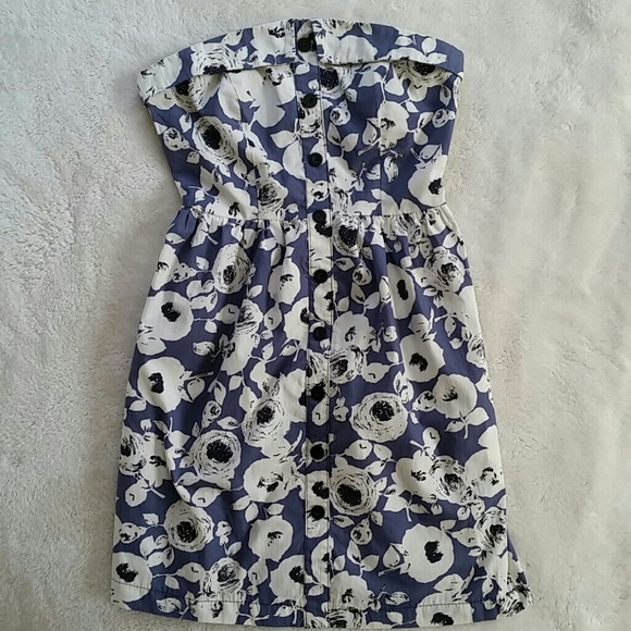 UO Cooperative Floral Lapel Strapless Dress - Picture 2 of 4