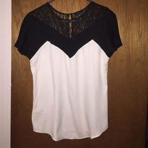 Ann Taylor black and white shirt
