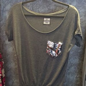 Off The Shoulder Grey and Silver Top