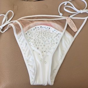 VS white mesh rhinestone bikini bottom