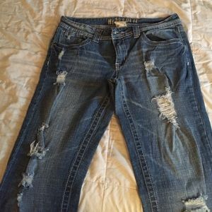 Hydraulic ripped bootleg jeans