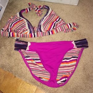 Lucky Brand Bikini Set Swim Top Large, Bottoms M