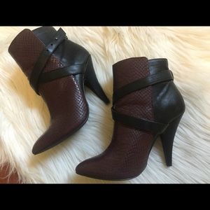 Express Plum Black Booties Moto Straps